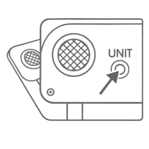 محل دکمه UNIT برای تنظیم واحد وزن (KG / LB / ST) در پشت ترازوی دیجیتال شیشهای بیورر مدل GS206 طرح اسکورس | Beurer GS206 Squares، مناسب سایت کیهانطب K-TEB
