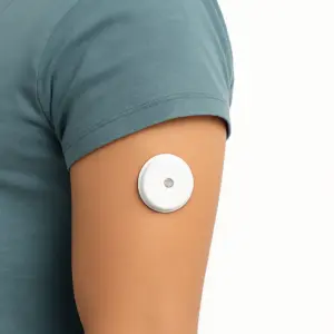 گام ۸ پایش ۱۴ روزه سنسور دستگاه تست قند خون مداوم سیبیونیکس SIBIONICS GS1 CGM روی بازو – فروشگاه k-teb.com